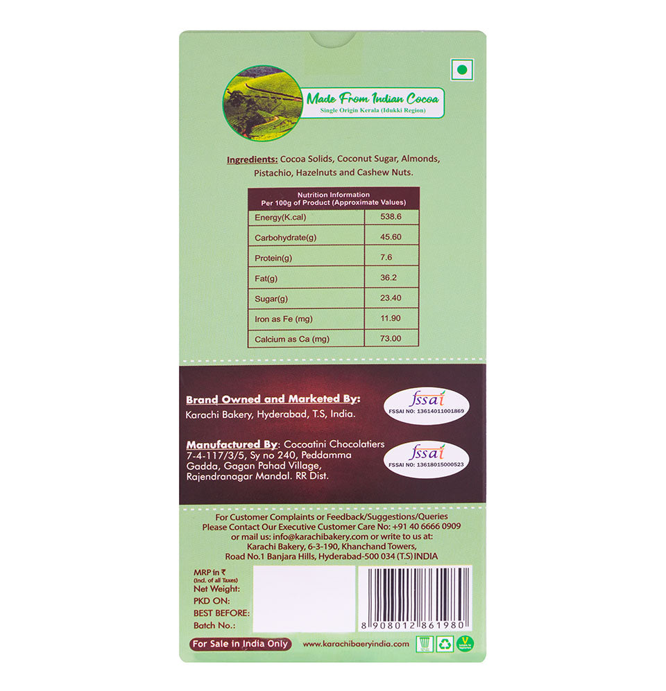 Organic Dark Chocolate Bar with Dry Fruit Nuts