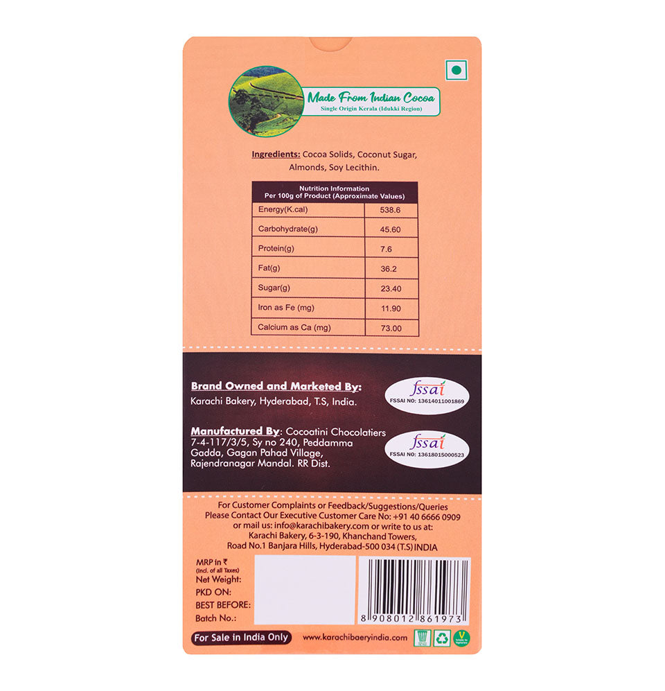 Organic Dark Chocolate Bar with Almonds