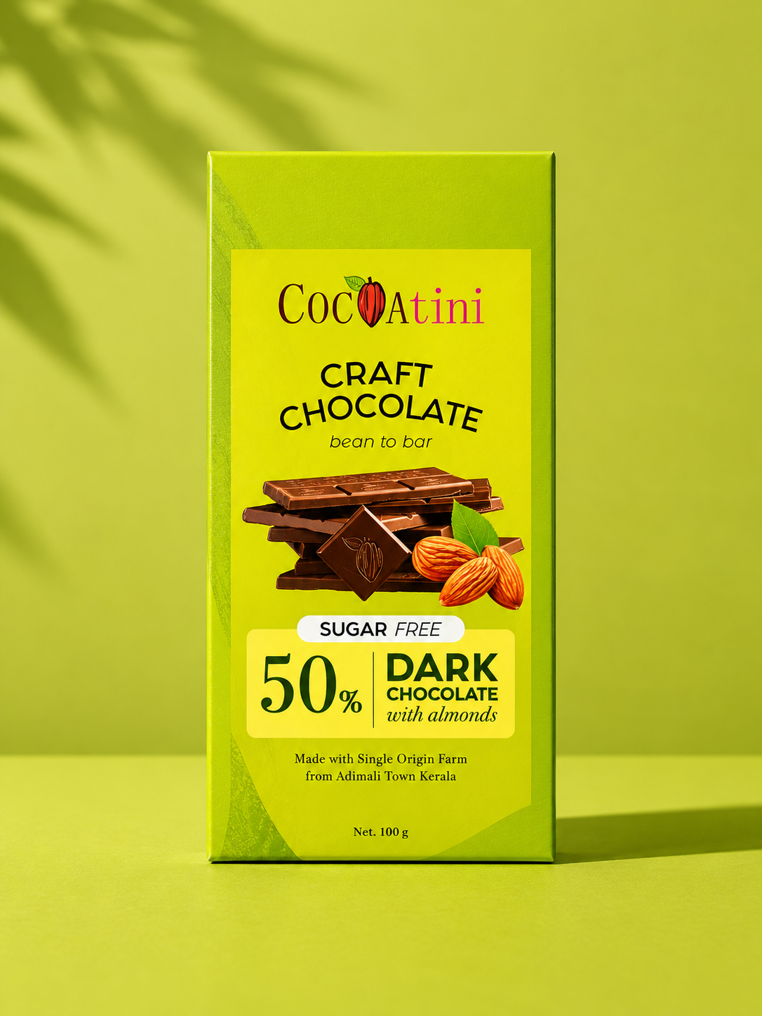 Sugar Free 50% Dark Chocolate Bar with Almonds(100g)