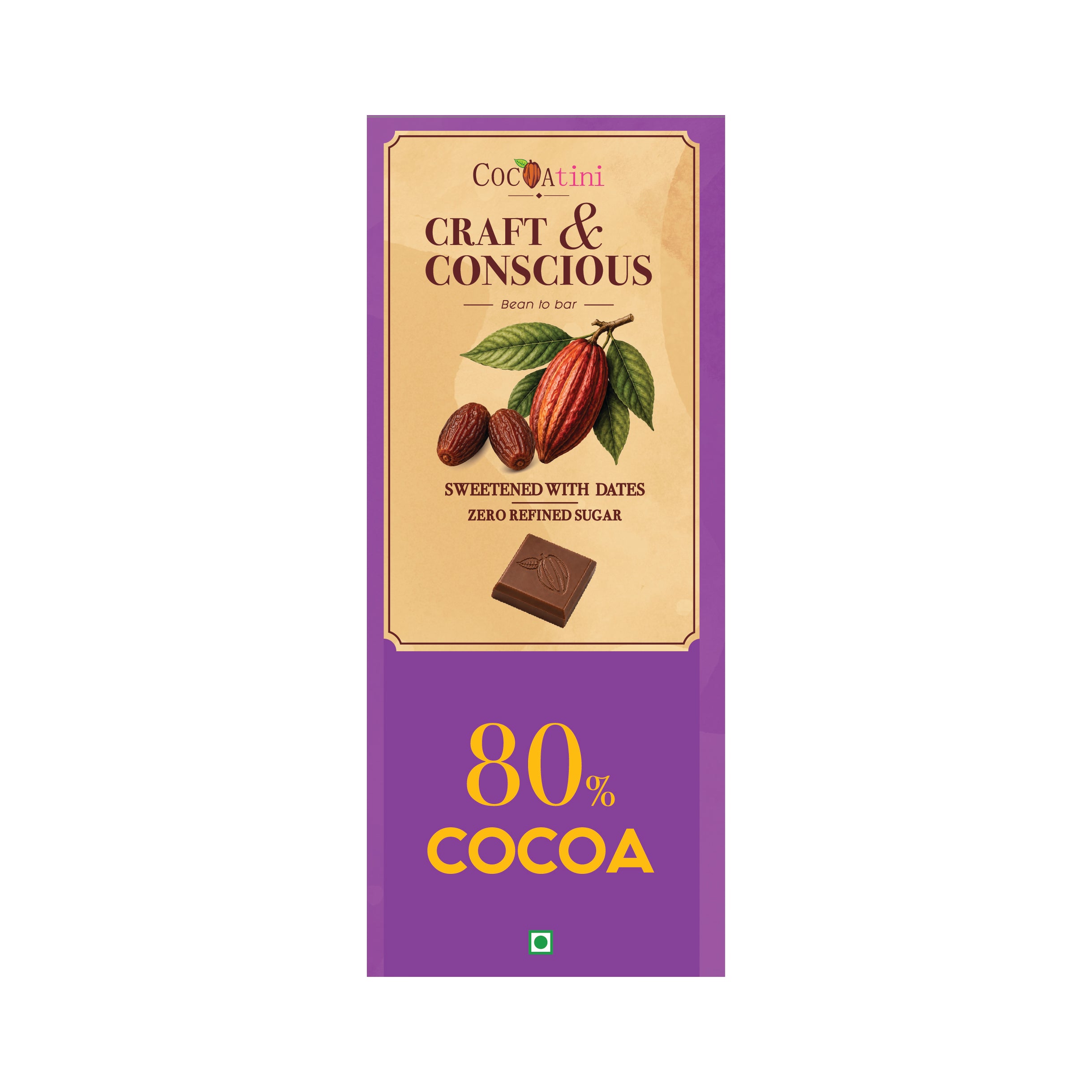 Craft & Conscious Bar - 80% Cocoa Dark Chocolate
