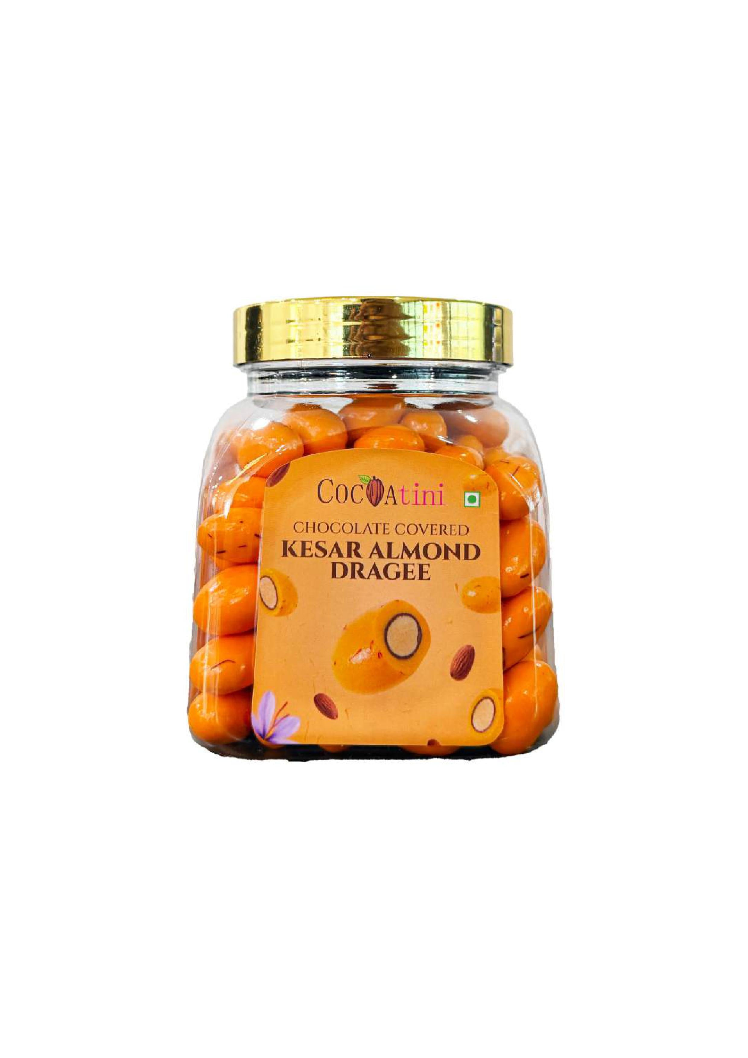 Kesar Almond Dragee - Chocolate Covered