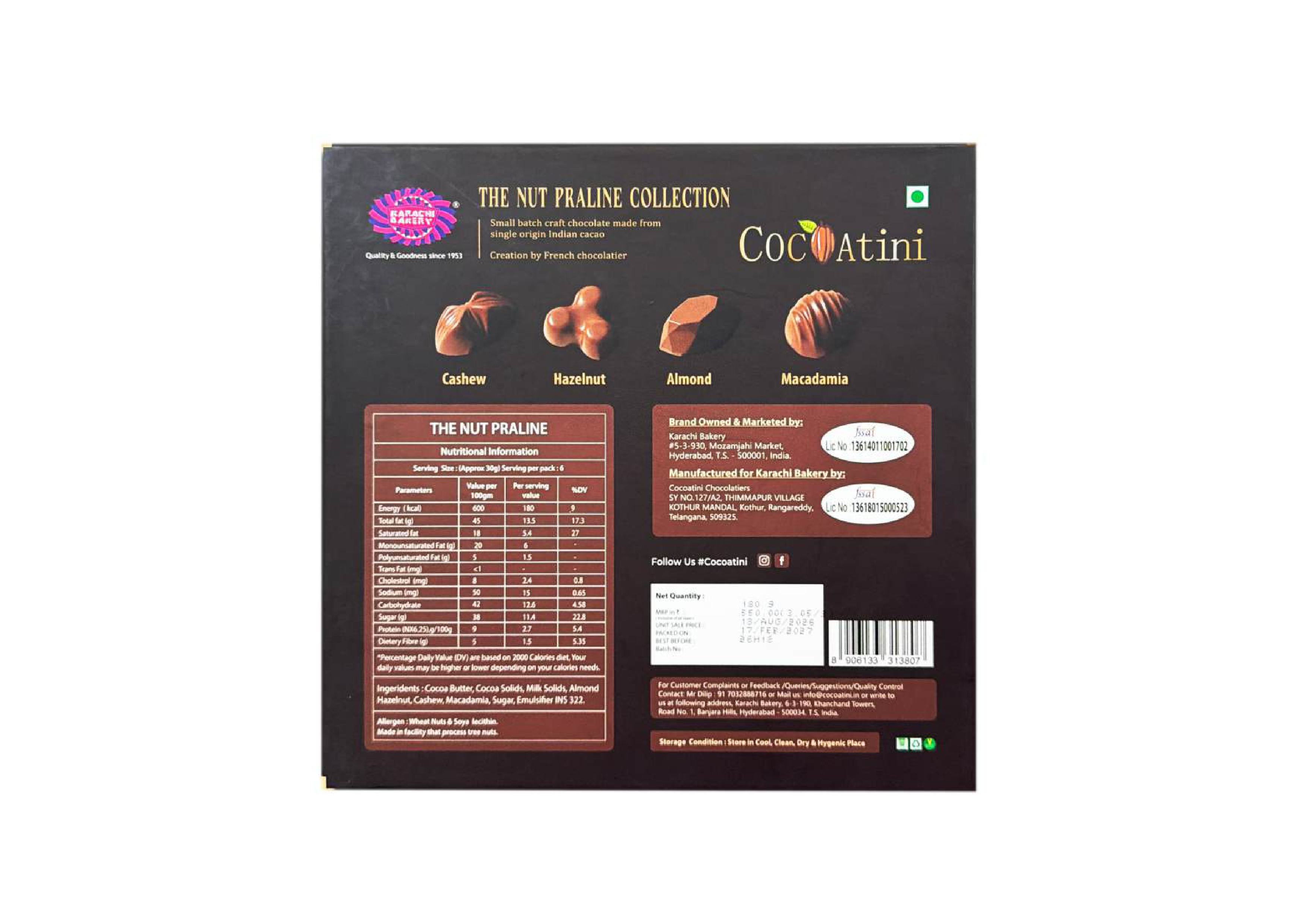 Nut Praline Collection – Cashew, Almond, Macadamia, Hazelnut